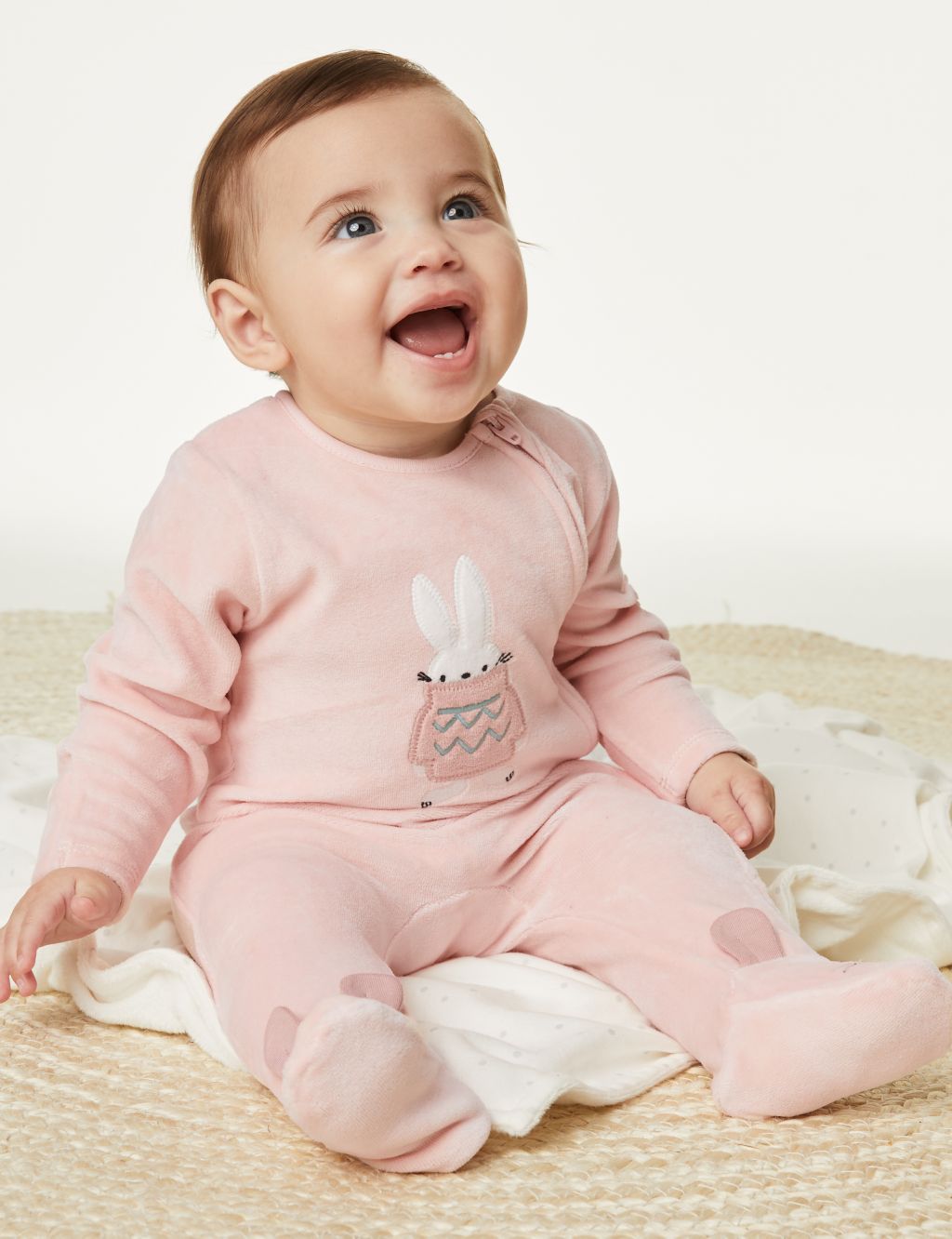 Cotton Rich Velour Bunny Sleepsuit (7lbs-1 Yrs) image 3
