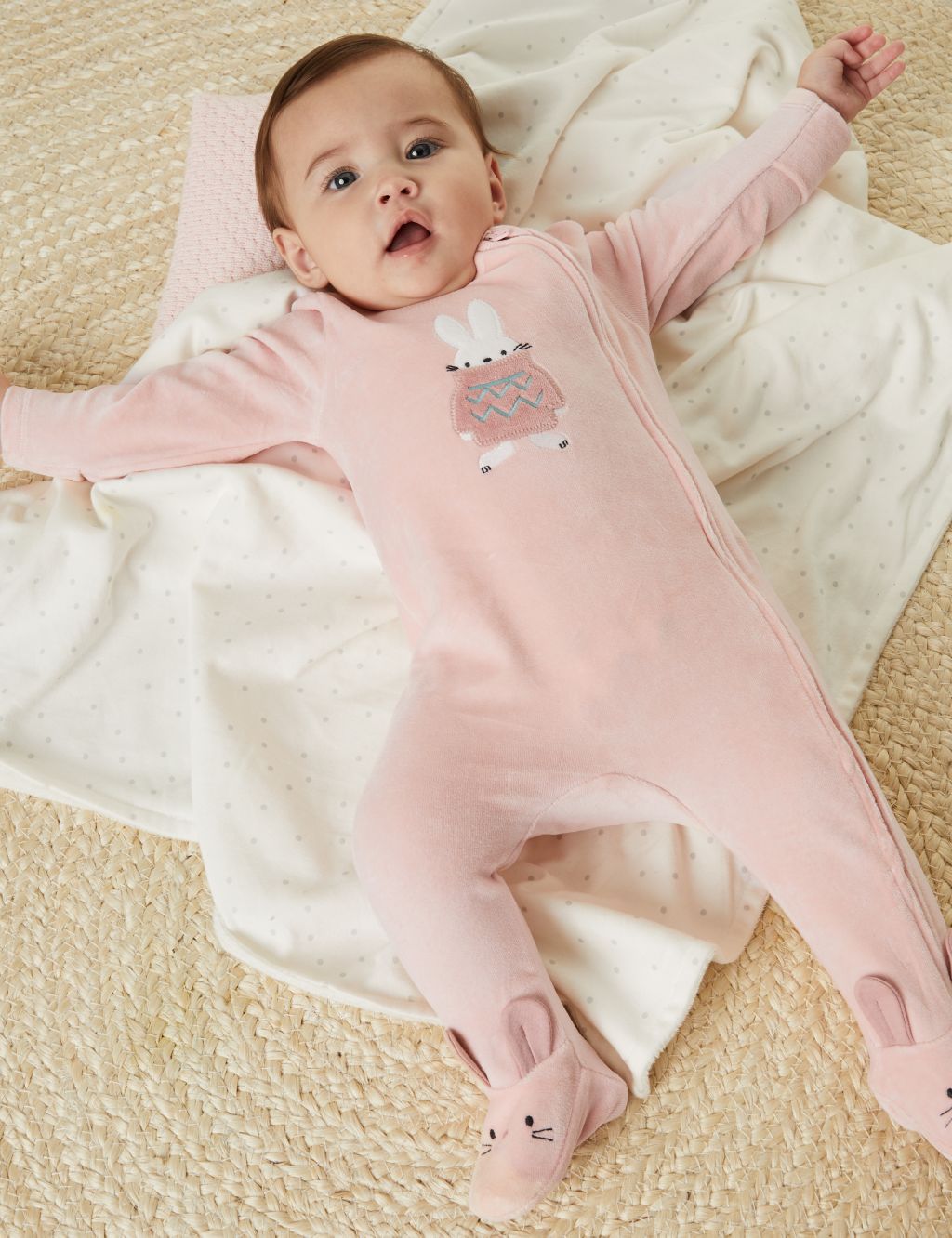 Cotton Rich Velour Bunny Sleepsuit (7lbs-1 Yrs) image 4
