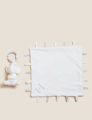 

M&S Collection Kuscheldecke und -spielzeug „Born In 2022“ - Weiss Melange, Weiss Melange