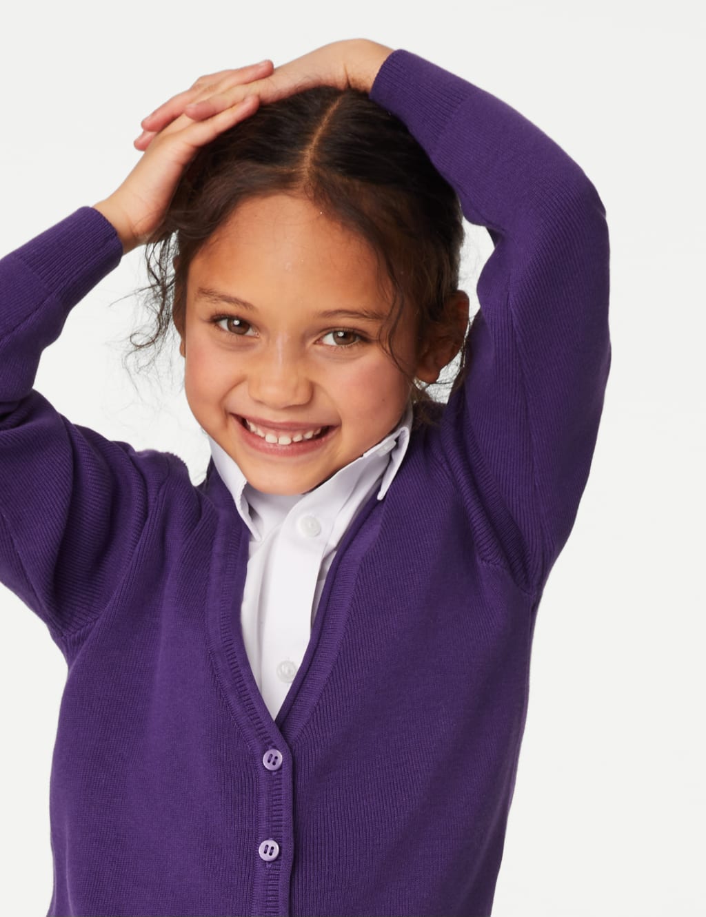 Girls purple top school cardigan