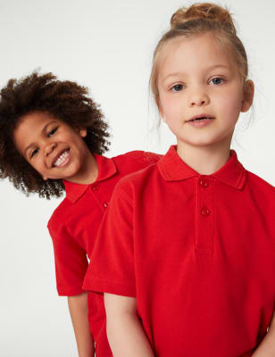 

Unisex,Boys,Girls M&S Collection Unisex Pure Cotton Polo Shirt (2-16 Yrs) - Red, Red