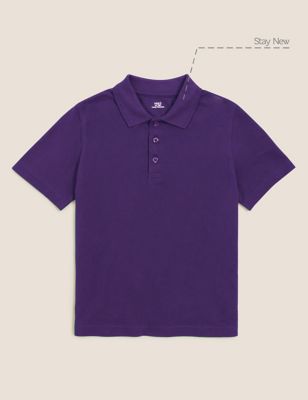 M&S Unisex Pure Cotton Polo Shirt (2-16 Yrs) - 39 - Purple, Purple,Jade,Bottle Green