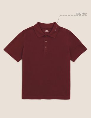 Unisex,Boys,Girls M&S Collection Unisex Pure Cotton Polo Shirt (2-16 Yrs) - Burgundy, Burgundy