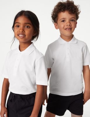 M&S Easy Dressing School Polo Shirt (2-18 Yrs) - 11-12 - White, White