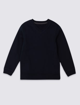 M&S Unisex V Neck Sweatshirt (2-16 Yrs) - 4-5 YREG - Dark Navy, Dark Navy