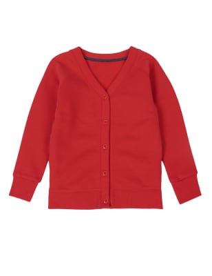 

Girls M&S Collection Cotton Sweat School Cardigan with StayNEW™ (2-16 Yrs) - Red, Red