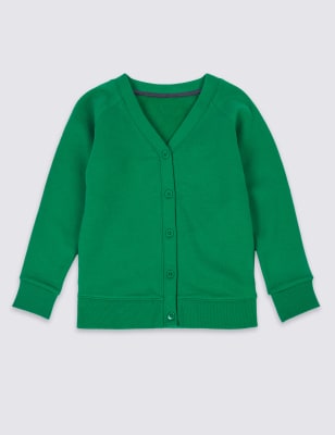 

Girls M&S Collection Cotton Sweat School Cardigan with StayNEW™ (2-16 Yrs) - Emerald, Emerald