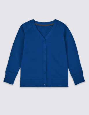 

Girls M&S Collection Cotton Sweat School Cardigan with StayNEW™ (2-16 Yrs) - Royal Blue, Royal Blue