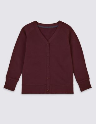 

Girls M&S Collection Cotton Sweat School Cardigan with StayNEW™ (2-16 Yrs) - Burgundy, Burgundy