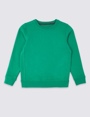 M&S Unisex Crew Neck Sweatshirt (2-16 Yrs) - 11-12REG - Emerald, Emerald