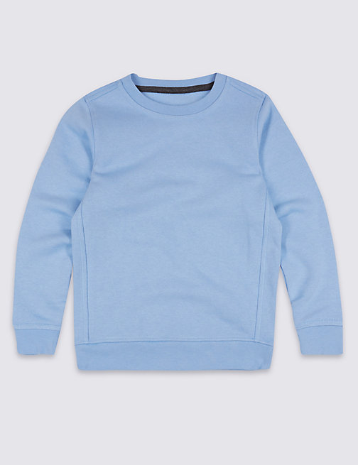 Marks And Spencer Unisex,Boys,Girls M&S Collection Unisex Crew Neck Sweatshirt (2-16 Yrs) - Pale Blue, Pale Blue