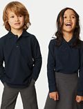 Unisex βαμβακερή μακρυμάνικη μπλούζα πόλο (2-16 ετών)