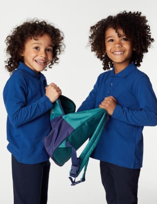 

Unisex,Boys,Girls M&S Collection Unisex Long Sleeve Polo Shirt (2-16 Yrs) - Royal Blue, Royal Blue