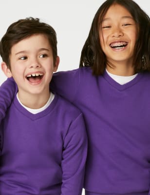 

Unisex,Boys,Girls M&S Collection Unisex Cotton V-Neck Sweatshirt (2-16 Yrs) - Purple, Purple