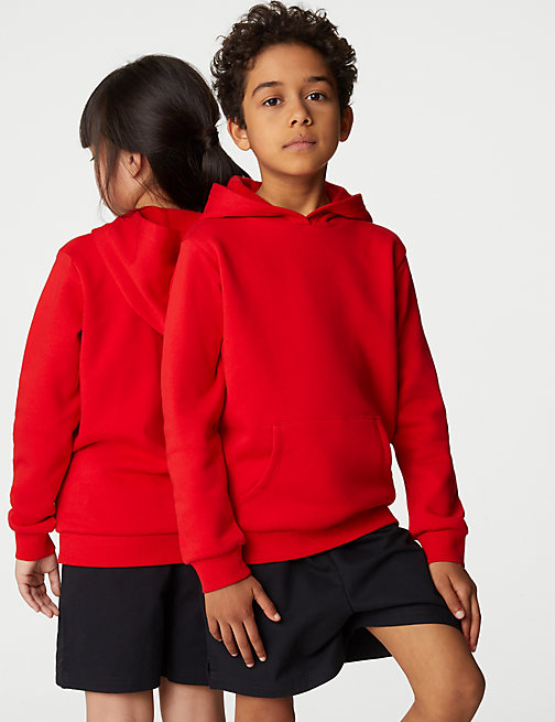 Marks And Spencer Unisex,Boys,Girls M&S Collection Unisex Cotton Hooded Sweatshirt (2-18 Yrs) - Red