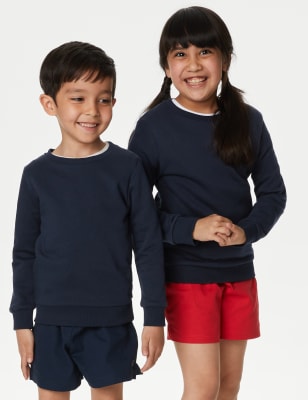 

M&S Collection Sudadera unisex de escote cerrado de algodón (2-16 años) - Dark Navy, Dark Navy
