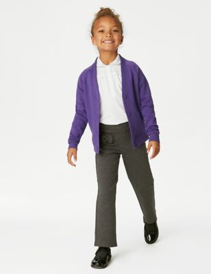 Marks And Spencer Girls M&S Collection Girls' Cotton Regular Fit School Cardigan (2-16 Yrs) - Purple