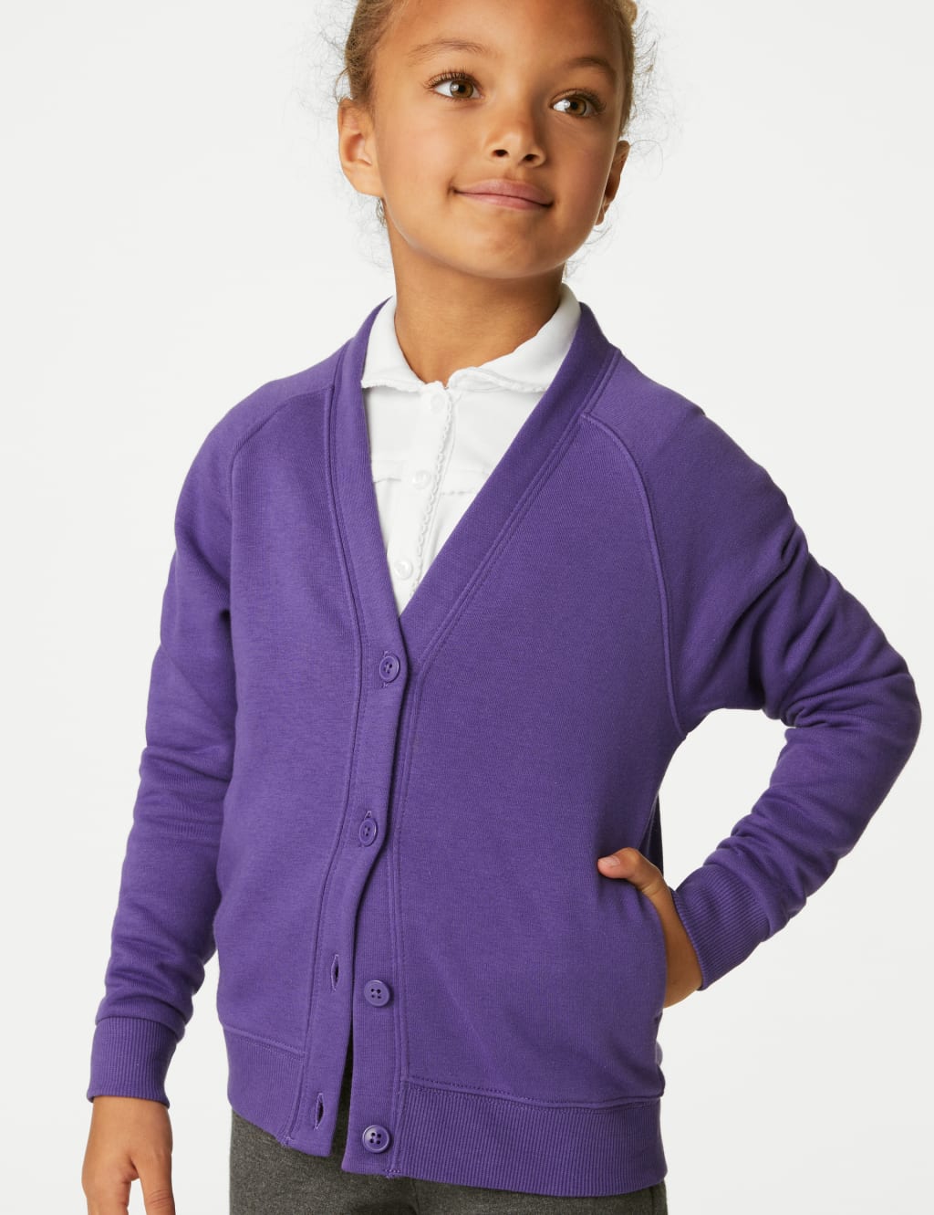 Girls' Cotton Regular Fit School Cardigan (2-16 Yrs) image 3
