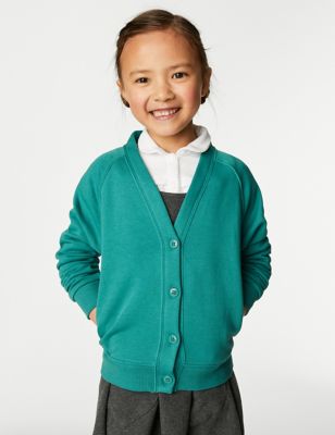Marks And Spencer Girls M&S Collection Girls' Cotton Regular Fit School Cardigan (2-16 Yrs) - Jade, Jade