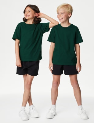 Marks And Spencer Unisex,Boys,Girls M&S Collection Unisex Pure Cotton T-Shirt (2-16 Yrs) - Bottle Green