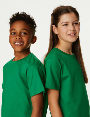 Marks And Spencer Unisex,Boys,Girls M&S Collection Unisex Pure Cotton T-Shirt (2-16 Yrs) - Emerald, Emerald