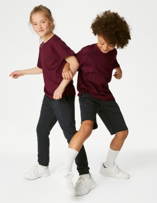 Marks And Spencer Unisex,Boys,Girls M&S Collection Unisex Pure Cotton T-Shirt (2-16 Yrs) - Burgundy, Burgundy