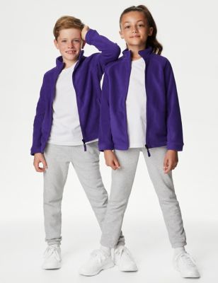 M&S Unisex Zip Fleece (2-16 Yrs) - 12-13 - Purple, Purple,Grey Marl,Burgundy,Black,Dark Grey,Red