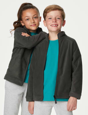 M&S Unisex Zip Fleece (2-16 Yrs) - 12-13 - Dark Grey, Dark Grey,Royal Blue,Grey Marl,Burgundy,Purple