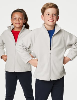 M&S Unisex Zip Fleece (2-16 Yrs) - 3-4 Y - Grey Marl, Grey Marl,Bottle Green,Black,Dark Grey,Navy