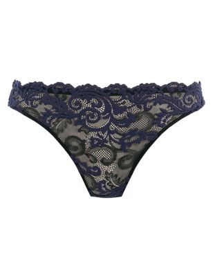 Wacoal Womens Instant Icon Floral Lace Thong - M - Black Mix, Black Mix