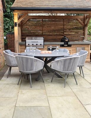 Royalcraft Aspen 6 Seater Round Garden Table & Chairs - Grey, Grey