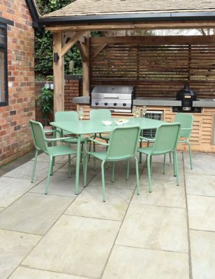 Royalcraft Porto 6 Seater Rectangle Garden Table & Chairs - Olive, Olive,Cream