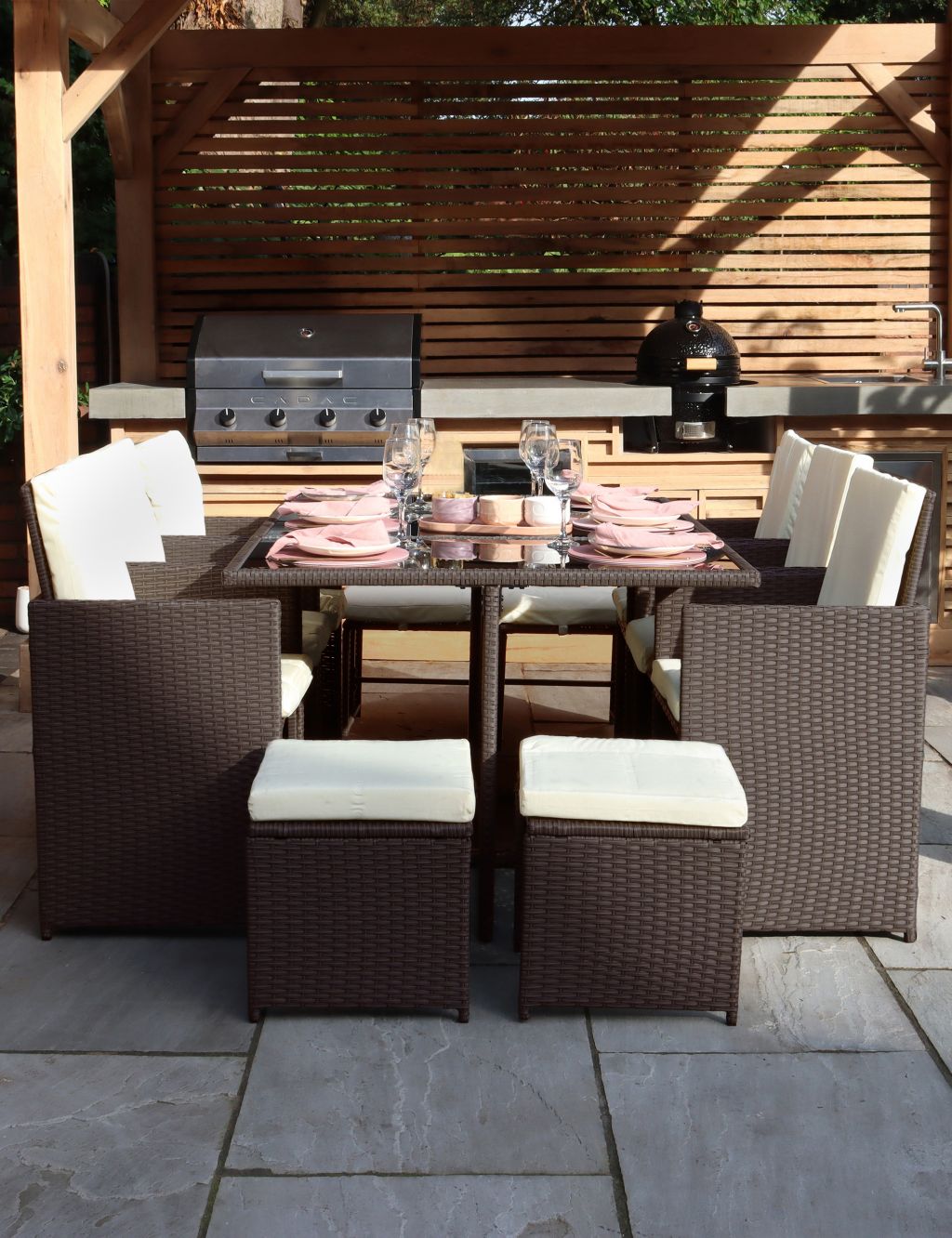 Cannes 10 Seater Rattan Garden Cube Dining Set