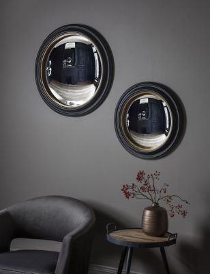 Gallery Home Rockbourne Convex Round Wall Mirror - Black, Black