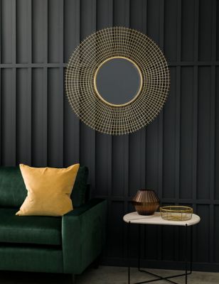 Gallery Home Stafford Extra Large Round Wall Mirror - Gold, Gold