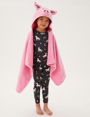 Pure Cotton Percy Pig Kid's Hooded Towel - LARGE - Pink Mix, Pink Mix