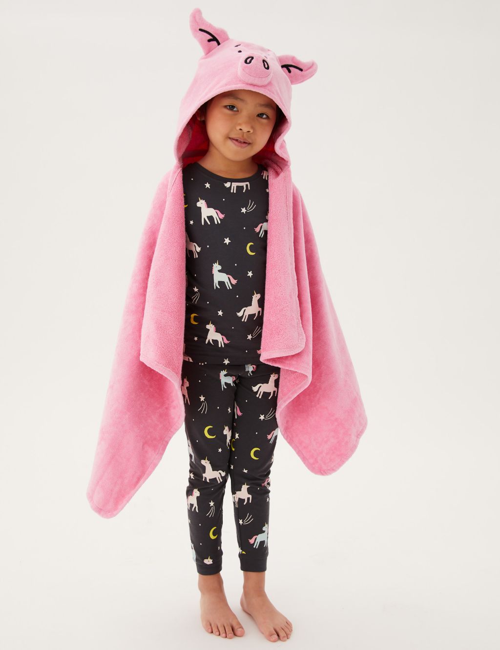 Pure Cotton Percy Pig™ Kids Hooded Towel image 1