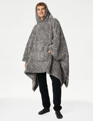 The M&S Snuggletm Heavyweight Heated Fleece Electric Hooded Blanket - Grey, Grey,Natural