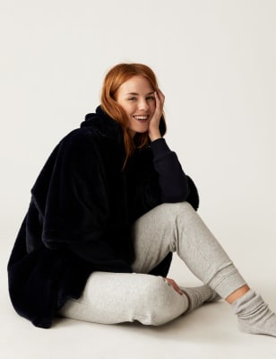 

The M&S Snuggle™ Faux Fur Hooded Blanket - Navy, Navy