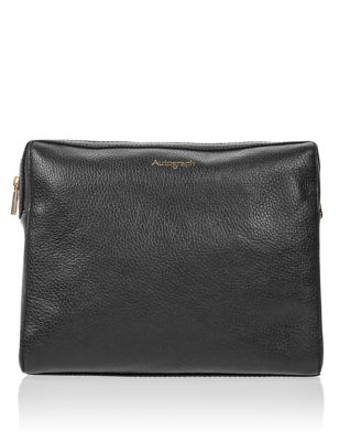 Luxury Leather Wash Bag | Autograph | M&S