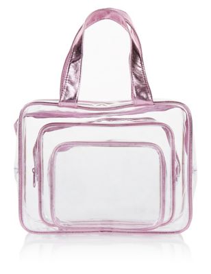 3 Piece Clear Cosmetic Bag Set | M&S Collection | M&S