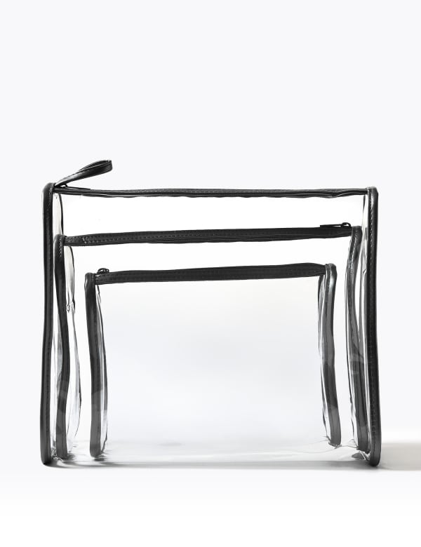 3 Piece Clear Cosmetic Bag Set