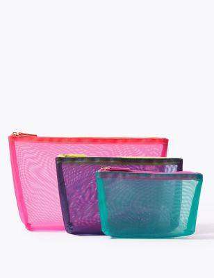 3 Pieces Mesh Cosmetic Bag Mesh Makeup Bags Mesh Zipper Pouch for Offices  Travel Accessories, 3 Sizes, Black, 3 Count (Pack of 1) : : Beauty  & Personal Care