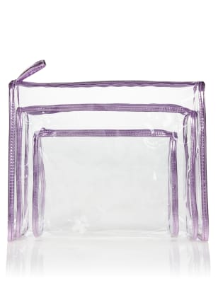 3 Piece Clear Cosmetic Bag Set | M&S Collection | M&S