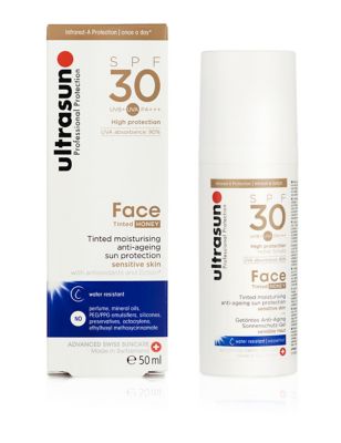 Ultrasun Womens Mens Face Tinted Cream SPF 30 Honey 50ml