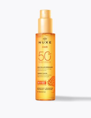 Nuxe Womens Tanning Sun Oil SPF50 High Protection Face & Body 150ml