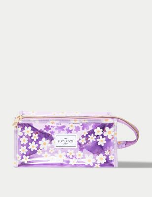Womens The Flat Lay Co. Makeup Jelly Box Bag in Lilac Daisy