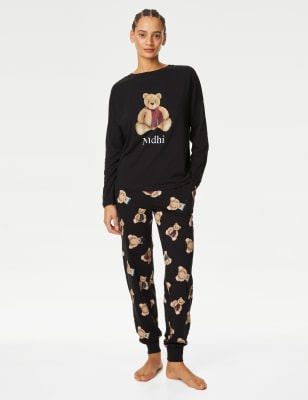 Personalised Womens Spencer Beartm Pyjama Set - Carbon, Carbon