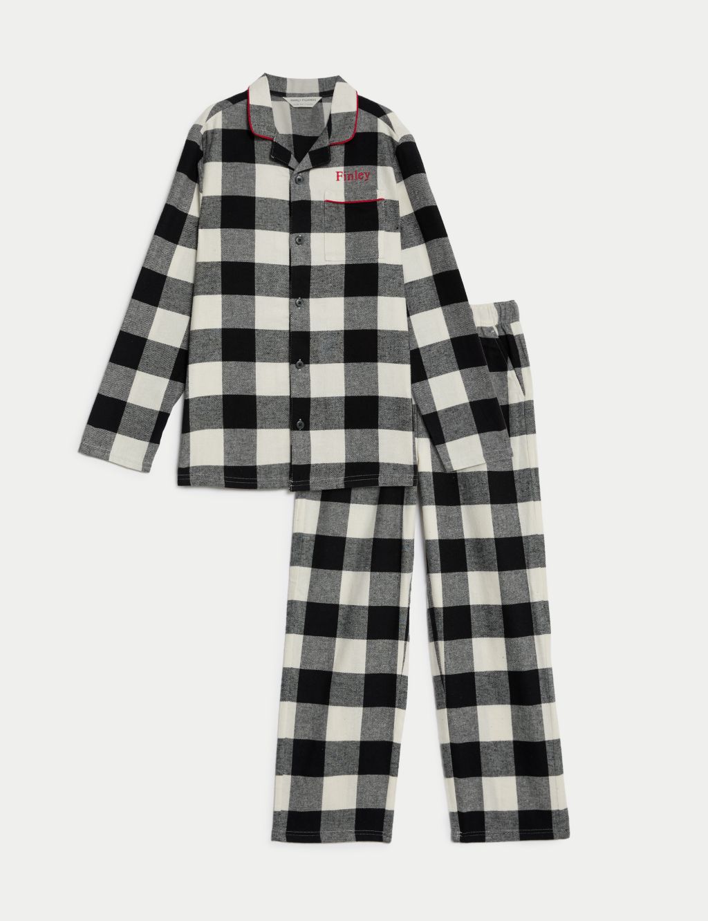 Personalised Kids' Mono Check Pyjama Set (1-16 Yrs)