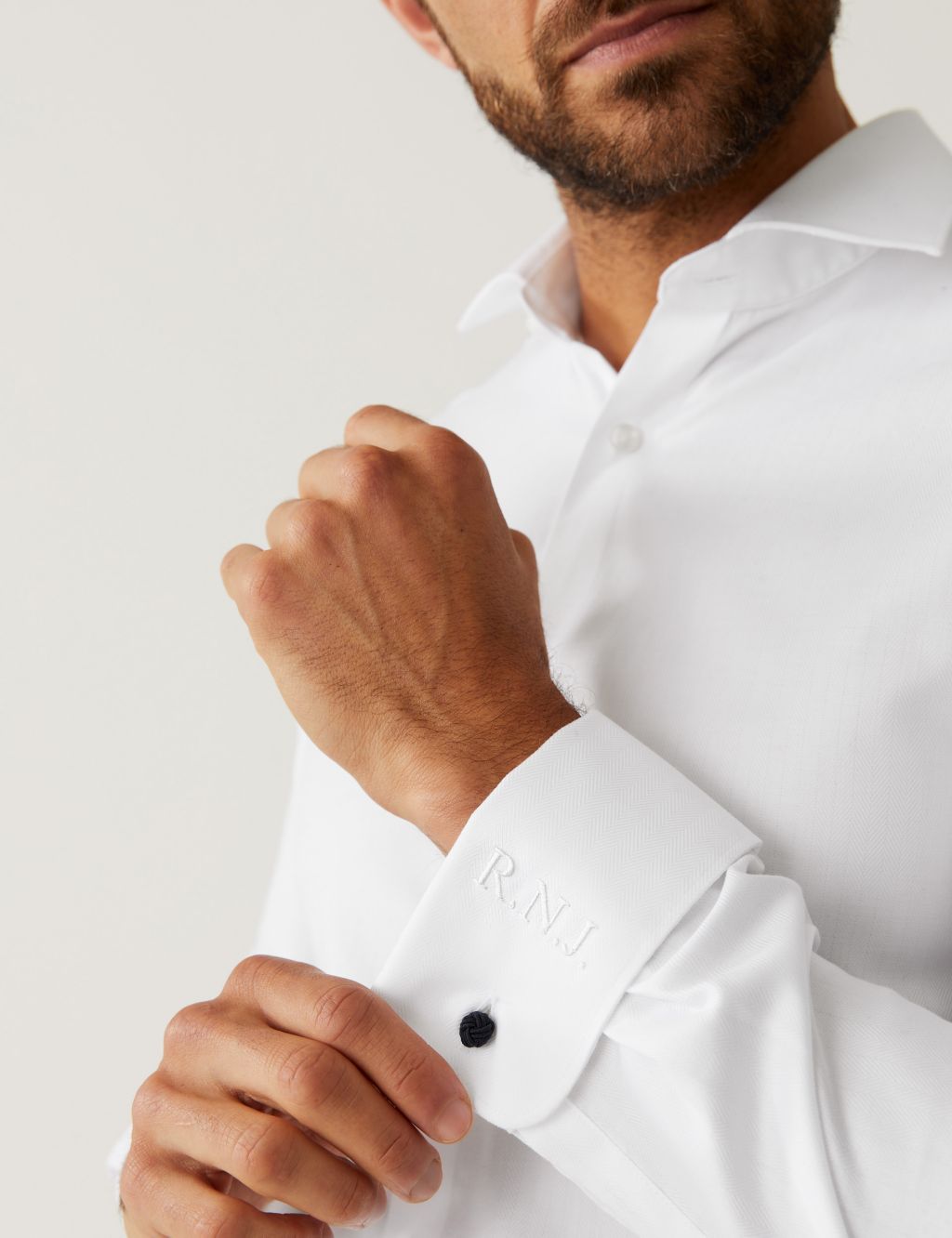 Slim Fit Personalised Men's Herringbone Shirt image 3
